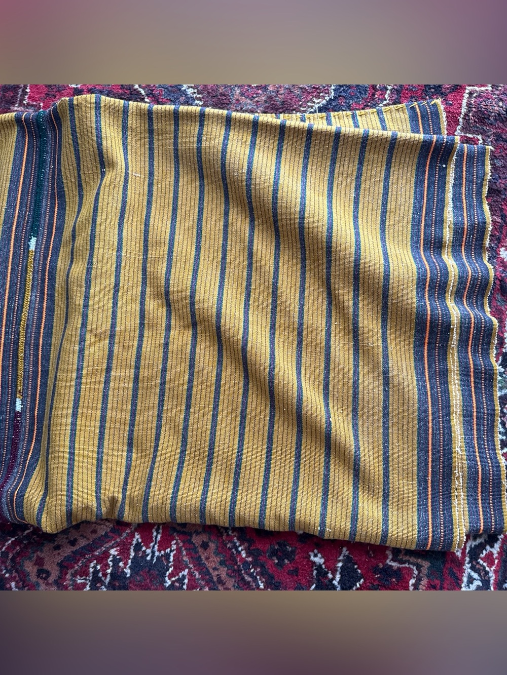 Vintage Guatemalan textile blanket, fits full/queen bed